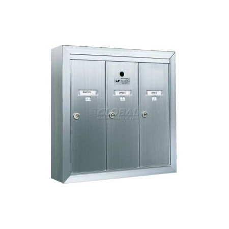 Florence Mfg Co Surface Mount Vertical 1250 Series, 3 Door Mailbox, Anodized Aluminum 12503SMSHA